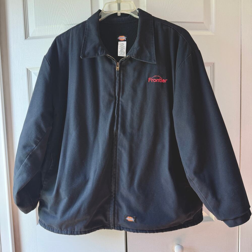Dickies Men's XL Regular Work Jacket Black Fleece Lined Frontier Full Zip